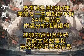 老李说生肖1984年属鼠女一生婚姻好不好 属鼠女命运分析纯属虚构视频封面