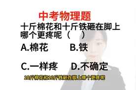 中考物理题:十斤棉花和十斤铁砸在脚上，哪个更疼呢？你们选哪个视频封面