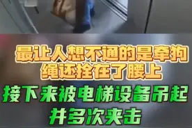 麻痹大意惹祸上身，女子牵狗进电梯酿悲剧，狗被夹死人得救。视频封面