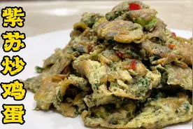 现在吃紫苏叶的好时节，来道紫苏炒鸡蛋，干香又营养，家常下饭菜视频封面