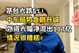 情况很糟糕！中东局势急剧升级，外资净流出117亿，茅台大跌6%！视频封面