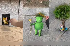 全网最治愈的街头作画，户外用花草衬托作画，实在是太治愈了视频封面