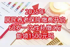 2025年居民养老保险缴费开启，60岁一次性补缴3万，能领1500元吗视频封面