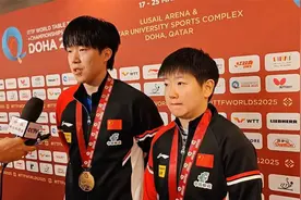 王楚钦孙颖莎多哈混双夺冠赛后采访终于听到这么清晰的“大头”了