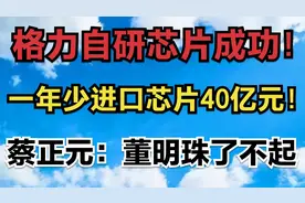 格力自研芯片成功！一年少进口芯片40亿元！蔡正元：董明珠了不起视频封面