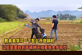 叫弟弟一起去下田，顺便教他怎么开微耕机！以后也有用得着的地方视频封面