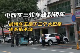 电动车三轮车碰到轿车  被轿车主扇了三个大巴掌还不依不饶视频封面