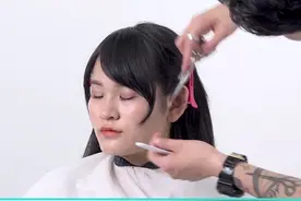 长发偏分刘海裁剪技巧，5分钟分享