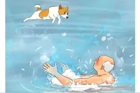 狗狗跳下的那一刻，周围观众都为它鼓掌和欢呼，好自由，好幸福，太美好了#画一个故事 #治愈系 #狗狗的心思都写在脸上了 #抖音插画大赛 #温馨画面