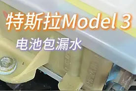 特斯拉model3行驶过程中被石头撞到电池包，导致电池包内防冻液泄漏。#上热门🔥 #特斯拉车主 #特斯拉电池包维修 #特斯拉电池进水 #杭州特斯拉维修视频封面