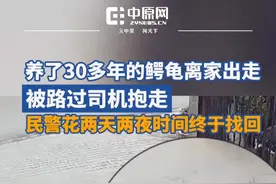 近日，云南丽江。张女士养了30多年的鳄龟跑出大门，被一名路过的白色轿车司机抱走。当事人张女士称：“我妈妈年轻的时候就已经在养它了。”她告诉记者，派出所民警两天两夜努力寻找，终于找到了白车车主，将鳄龟送了回来。