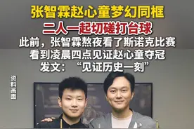 6月9日，张智霖晒出与赵心童合照，称：很梦幻。#张智霖 #赵心童 #斯诺克 #台球视频封面