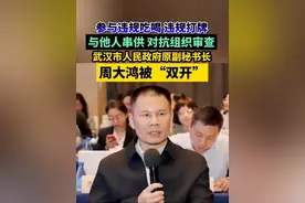 武汉市政府原副秘书长周大鸿被“双开”。（武汉市纪委监委）