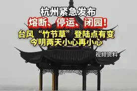 #杭州 紧急发布！熔断、停运、闭园！#台风“竹节草” 登陆点有变，今明两天小心再小心！