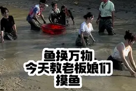 鱼换万物：今天教老板娘们河里摸鱼#鱼换万物 #阿灿🎣#户外捕鱼  #原来钓鱼才是抖音运动顶流 #钓鱼是抖音第一休闲运动视频封面