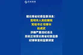 5月29日，据云南省纪委监委消息：昆明市人民检察院党组书记、检察长赵成武涉嫌严重违纪违法，目前正接受云南省纪委监委纪律审查和监察调查。视频封面