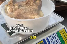 红驼之乡驼肉香，蒙古族小伙赶大集卖驼大骨，一块肉骨头重达2.5斤 #过年这一口遥遥领先 #我为家乡美食扛大旗 #预测这一口是龙年顶流 #红驼之乡乌拉特后旗