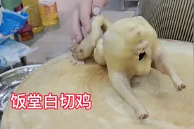 很多人斩白切鸡不会下刀，看饭堂师傅这样斩，又快又好看。