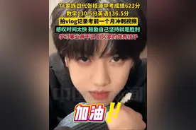 TF家族四代张桂源中考成绩623分，数学130.5分英语136.5分。考前一个月拍vlog记录冲刺视频，感叹时间太快，每天鼓励自己坚持就是胜利。真正学习事业两不误的别人家优秀孩子。视频封面