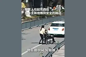 电动轮椅失控，大爷栽向车流，幸好路过的#女车主将大爷推回路边 （供稿：景宁公安）视频封面