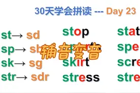 30天学拼读 Day23 辅音变音st sp sk str 这几个辅音变音非常常见视频封面