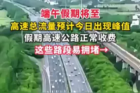 端午假期将至，高速总流量预计今日出现峰值，假期高速公路正常收费，这些路段易拥堵→ ＃端午 ＃端午假期视频封面