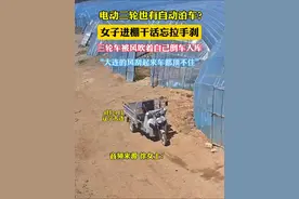 女子进棚干活忘拉手刹，电动三轮车自己倒车入库进棚 #大连视频封面