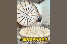 非遗美食阜阳枕头馍，3斤一个馍老板坚持只用手作，一天只能做100个#枕头馍 #人间烟火 #打卡街边美食