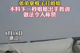 笑不活，弟弟拿棍子挑衅姐姐被姐姐一顿教育！盘点姐姐的血脉压制图片