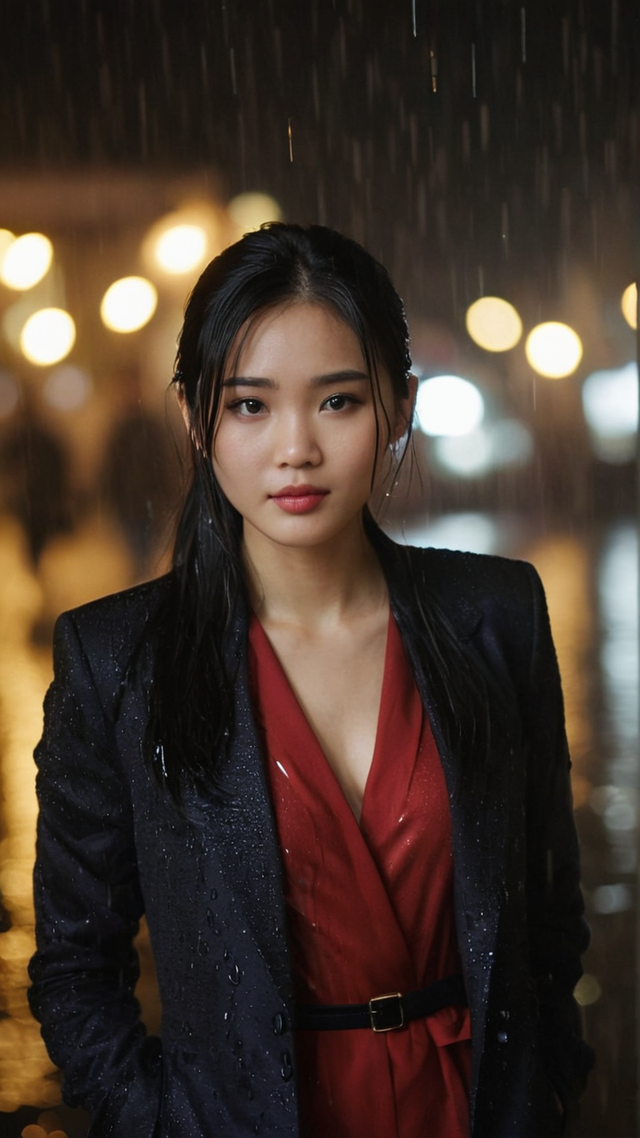 美女写真——雨中的女孩