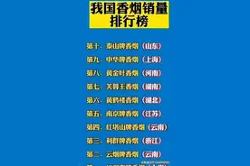 我国香烟销量排行榜，看完涨知识了，你还知道哪些呢？图片