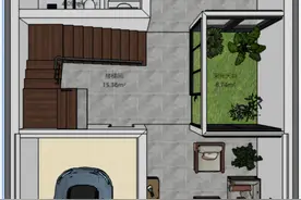 7.5米*15.2米的大进深自建房户型，带内天井图片