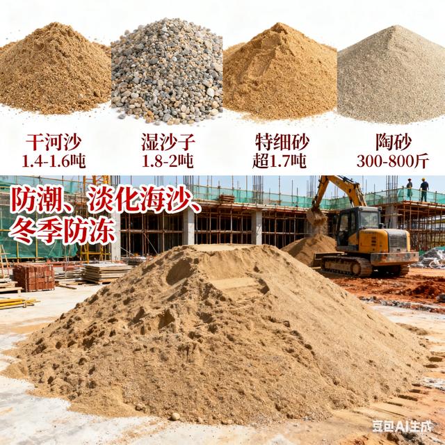 一方沙子多少吨？沙子的干湿和粗细不同，重量竟然完全不一样