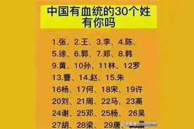 中国有血统的30个姓，有你吗？看一下，长见识了图片