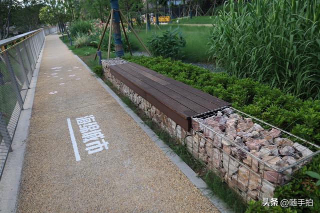 实拍江苏苏州昆山花桥梅浦河海绵城市公园，“会呼吸”的绿地