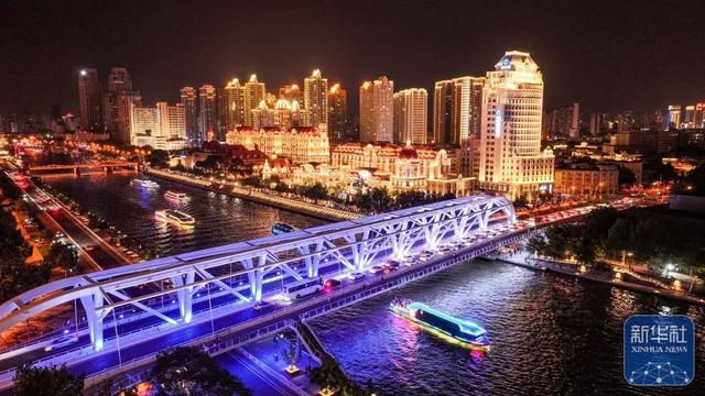 夜幕下的海河，绝美！