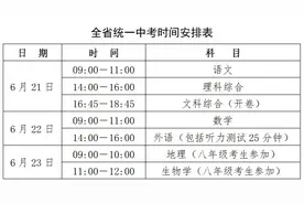 刚刚公布！2024河北省统一中考时间安排表图片