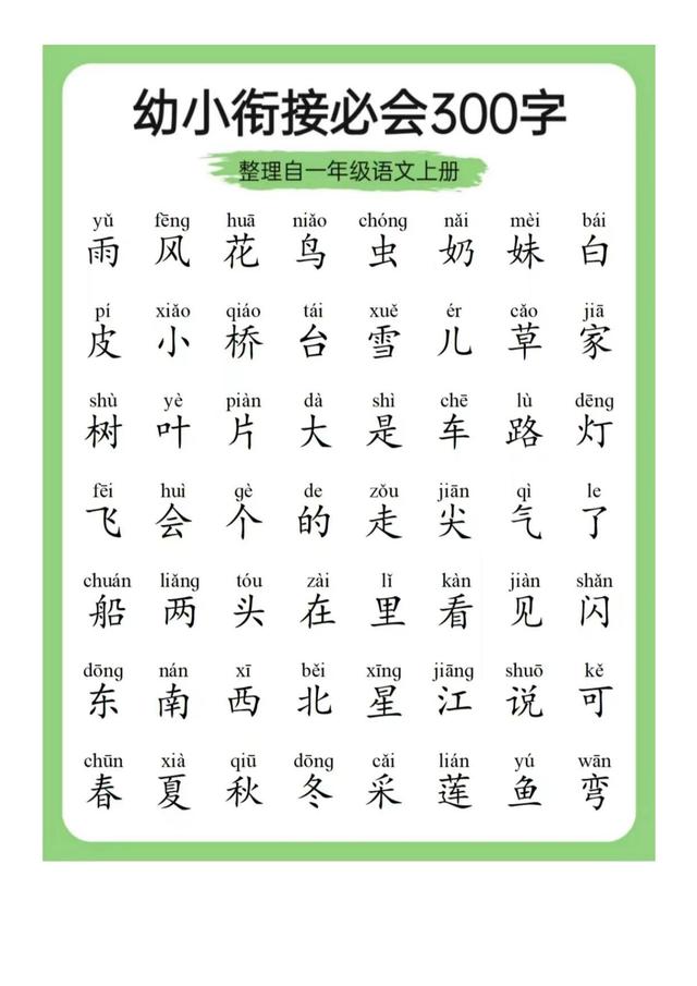 幼小衔接必会拼音+识字
