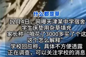 中学宿舍三千元的床垫竟然用杂草填充，金丝被儿垫身下？图片