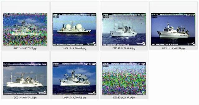 437.625 MHz｜UmKA-1卫星5张苏联科学院海洋空间舰队舰船SSTV图片