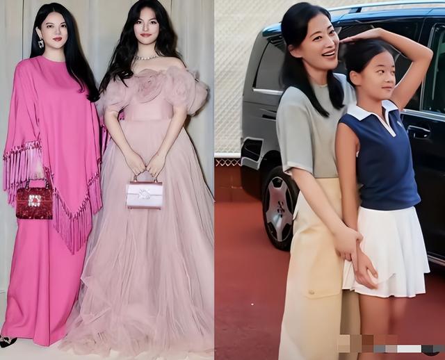 李湘女儿和梅婷女儿同框后，才发现，气质不是用钱就能砸出来的
