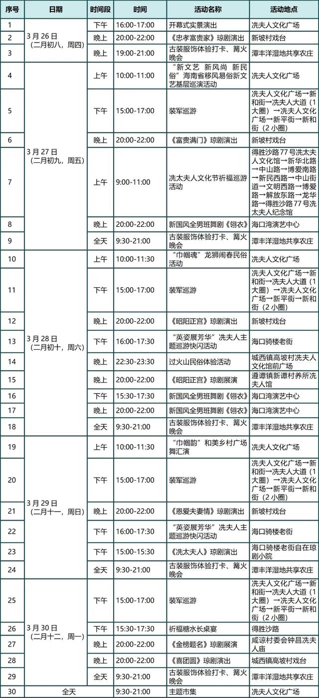 玩转海口冼夫人文化节，这份攻略请收好！