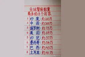 全球警察最多的8个国家，对照看看，哪个国家最多？（仅供参考）图片