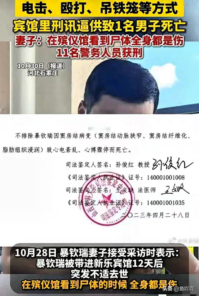 河北宾馆刑讯案后续：男子遭电击生殖器官 吊铁笼!11名警察终获刑