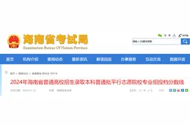 海南省2024年普通高校招生录取本科普通批平行志愿投档分数线图片