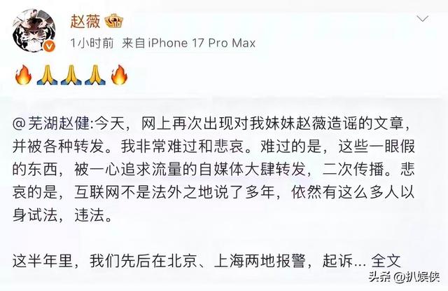 被封4年	，赵薇做梦也没想到，如今56岁哥哥竟成了自己的“撑腰	”