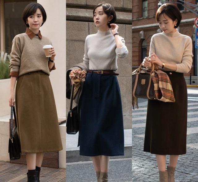 “毛衣+半裙”才是真温柔！秋天出门再搭对鞋子、外套，特高级