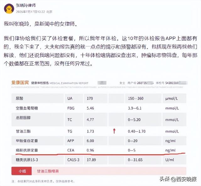 女律师体检10年未预警却患癌，维权后被索赔1000万，官方调查公布：爱康国宾两门店违规被罚