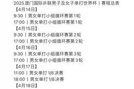乒乓球澳门世界杯赛程表！4月14日国乒赛程对阵时间一览！快收藏图片