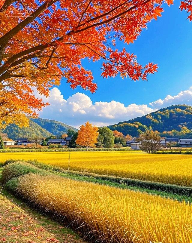 金稻铺野，彩林尽染的秋日盛景